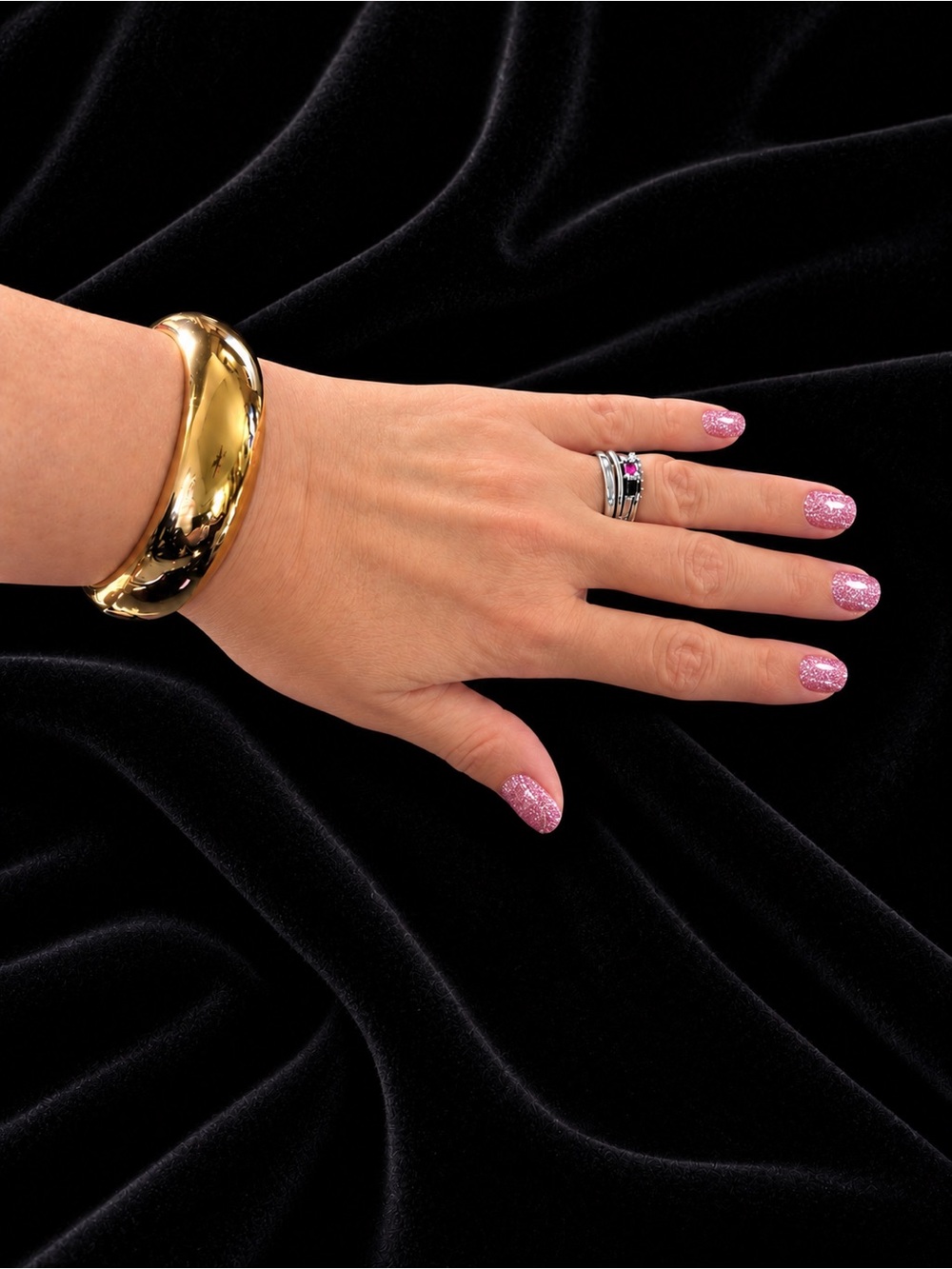 Wide Gold Oval Clamper Bracelet - Picture 5 of 6